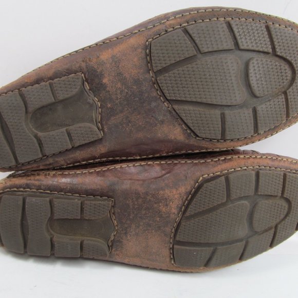 Stemar Mens Brown Leather Moc Toe Driving Penny Loafers Size US 8 1/2 - Picture 12 of 14